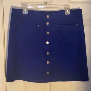 Blue suede mini skirt